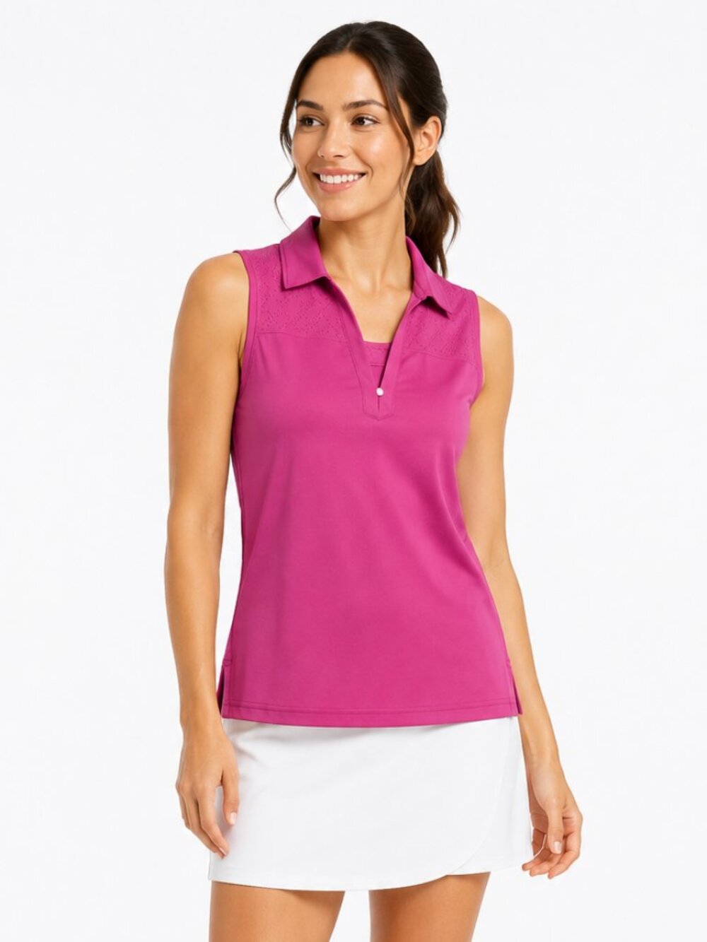 Pebble Beach Dry-Luxe Hot Pink Sleeveless Golf Polo Women’s M